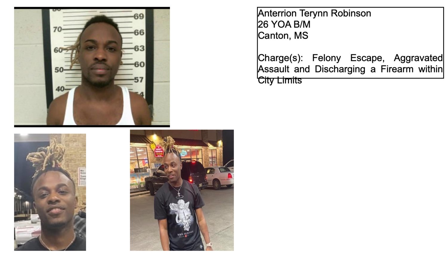 Pictures and information authorities released on Robinson while he was at large.